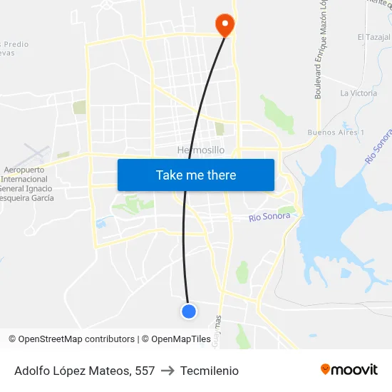 Adolfo López Mateos, 557 to Tecmilenio map