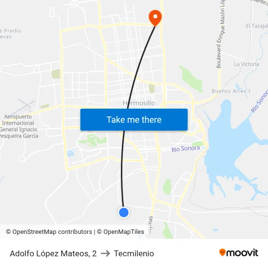 Adolfo López Mateos, 2 to Tecmilenio map