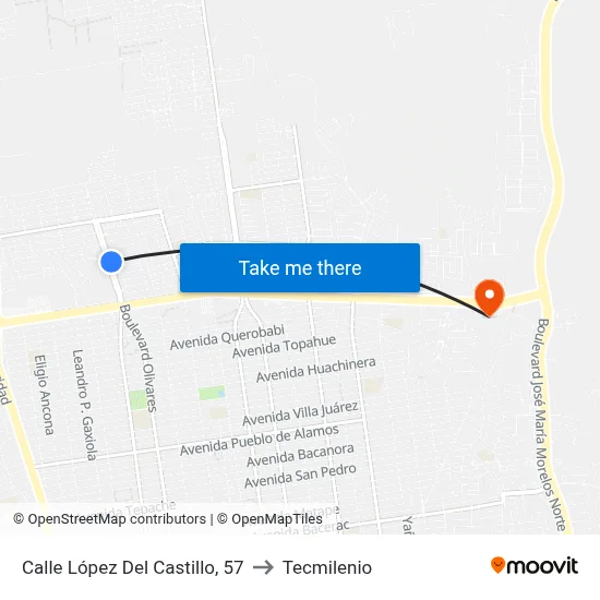 Calle López Del Castillo, 57 to Tecmilenio map