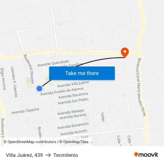 Villa Juárez, 439 to Tecmilenio map