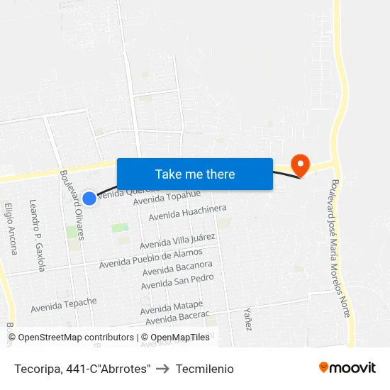 Tecoripa, 441-C"Abrrotes" to Tecmilenio map