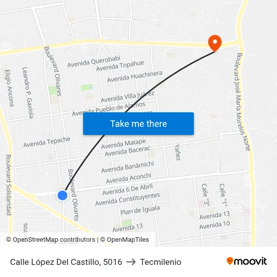 Calle López Del Castillo, 5016 to Tecmilenio map