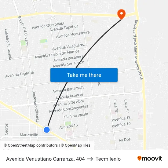 Avenida Venustiano Carranza, 404 to Tecmilenio map