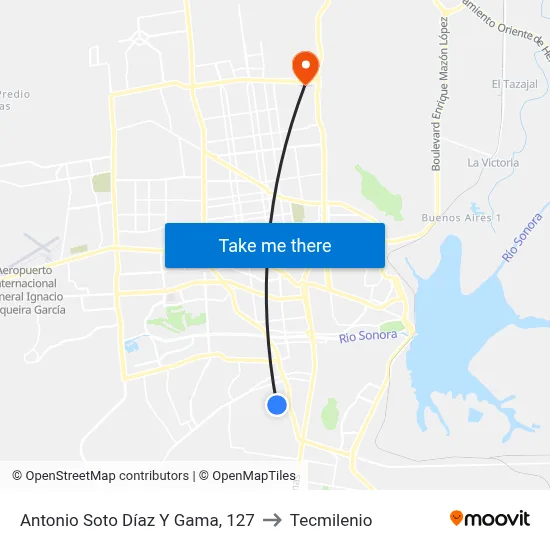 Antonio Soto Díaz Y Gama, 127 to Tecmilenio map