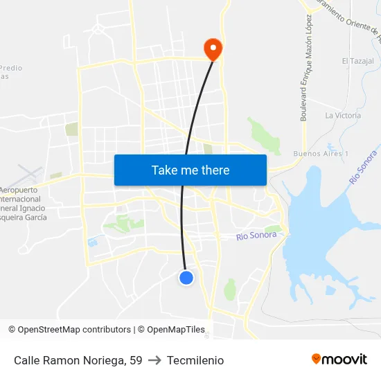 Calle Ramon Noriega, 59 to Tecmilenio map
