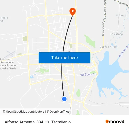 Alfonso Armenta, 334 to Tecmilenio map