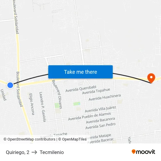 Quiriego, 2 to Tecmilenio map