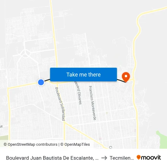 Boulevard Juan Bautista De Escalante, 42 to Tecmilenio map