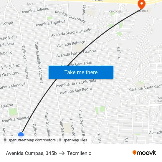Avenida Cumpas, 345b to Tecmilenio map