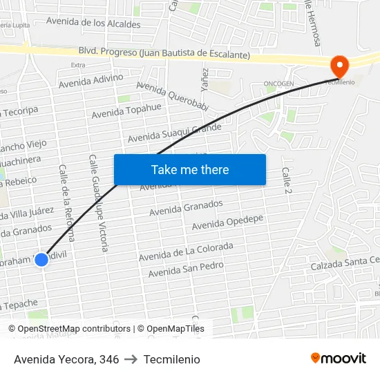 Avenida Yecora, 346 to Tecmilenio map