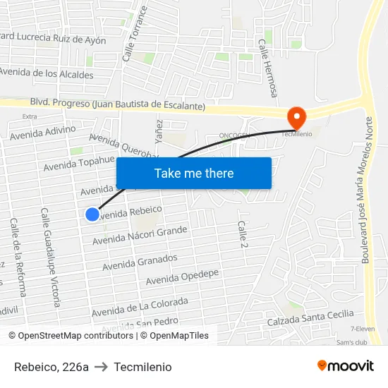 Rebeico, 226a to Tecmilenio map