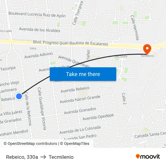 Rebeico, 330a to Tecmilenio map