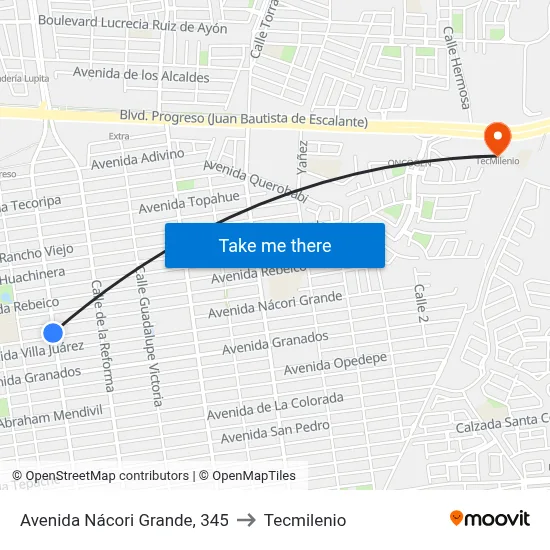 Avenida Nácori Grande, 345 to Tecmilenio map