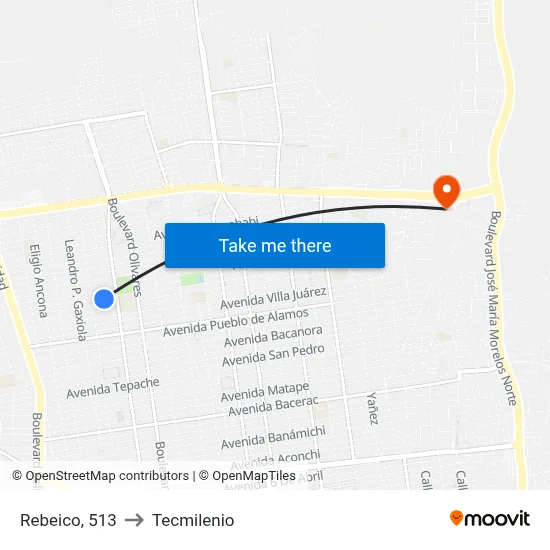 Rebeico, 513 to Tecmilenio map