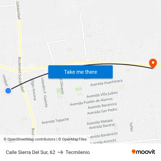 Calle Sierra Del Sur, 62 to Tecmilenio map