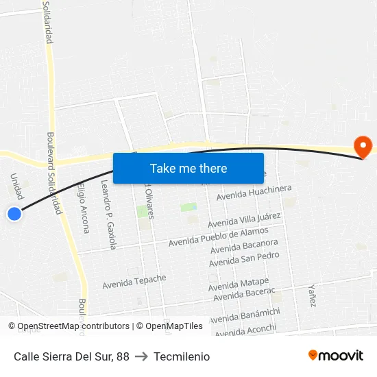 Calle Sierra Del Sur, 88 to Tecmilenio map