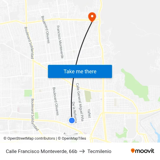 Calle Francisco Monteverde, 66b to Tecmilenio map