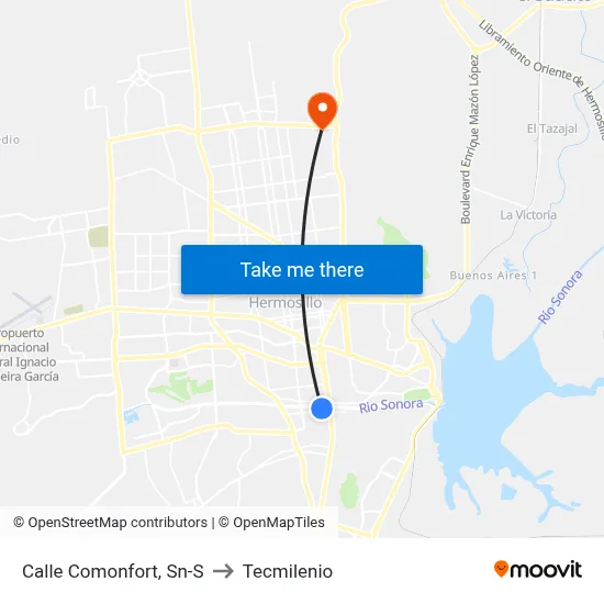 Calle Comonfort, Sn-S to Tecmilenio map