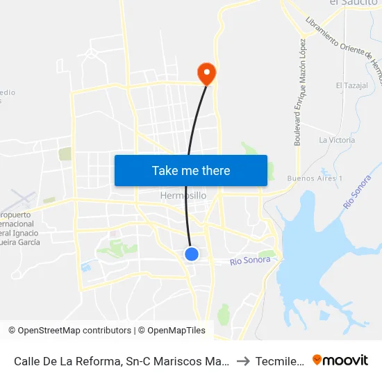 Calle De La Reforma, Sn-C Mariscos Martinica to Tecmilenio map