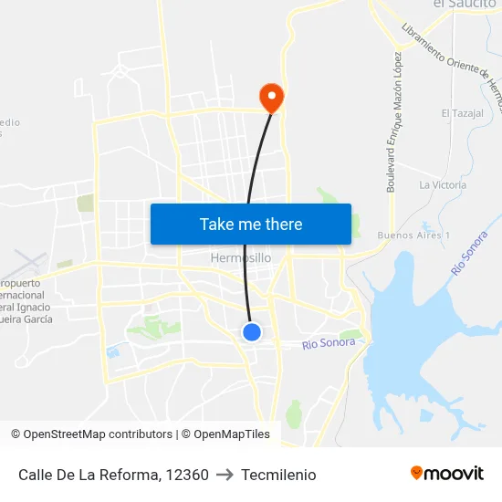 Calle De La Reforma, 12360 to Tecmilenio map