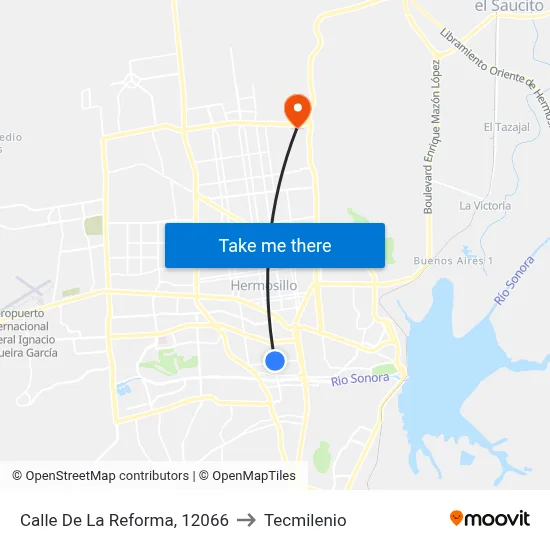 Calle De La Reforma, 12066 to Tecmilenio map