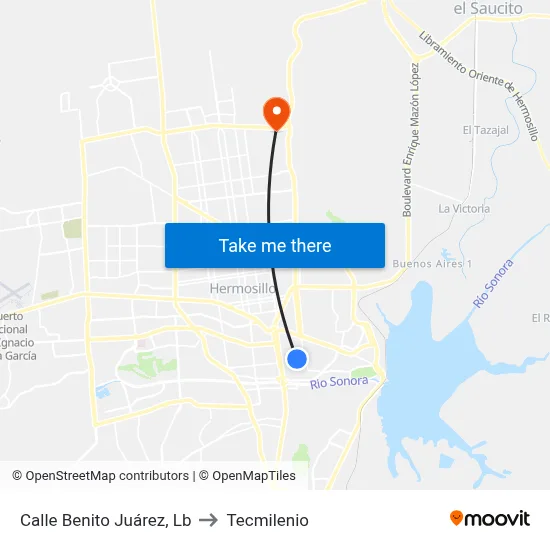 Calle Benito Juárez, Lb to Tecmilenio map