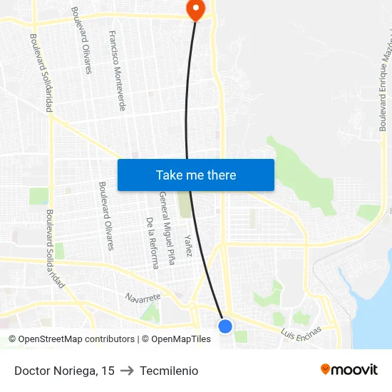 Doctor Noriega, 15 to Tecmilenio map