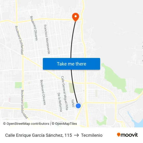 Calle Enrique García Sánchez, 115 to Tecmilenio map