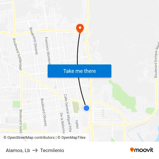 Alamos, Lb to Tecmilenio map