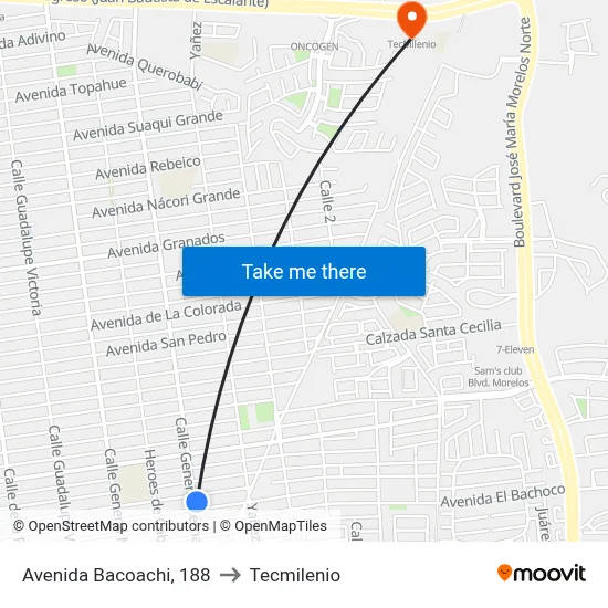 Avenida Bacoachi, 188 to Tecmilenio map