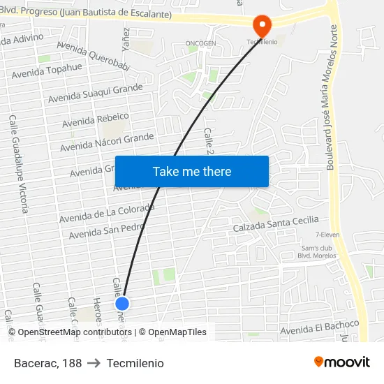 Bacerac, 188 to Tecmilenio map