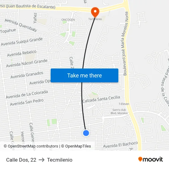 Calle Dos, 22 to Tecmilenio map