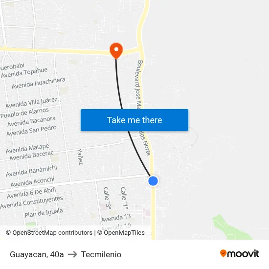 Guayacan, 40a to Tecmilenio map