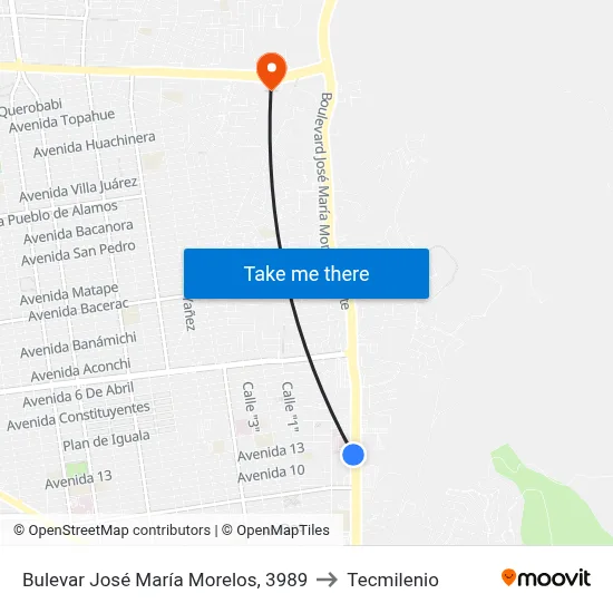 Bulevar José María Morelos, 3989 to Tecmilenio map