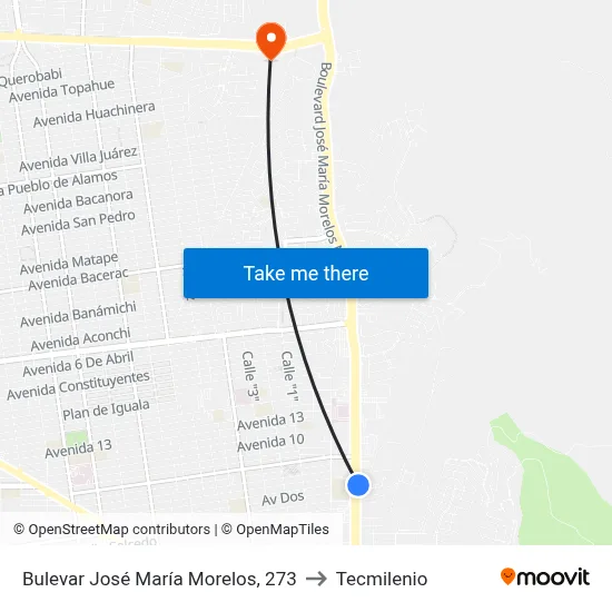 Bulevar José María Morelos, 273 to Tecmilenio map