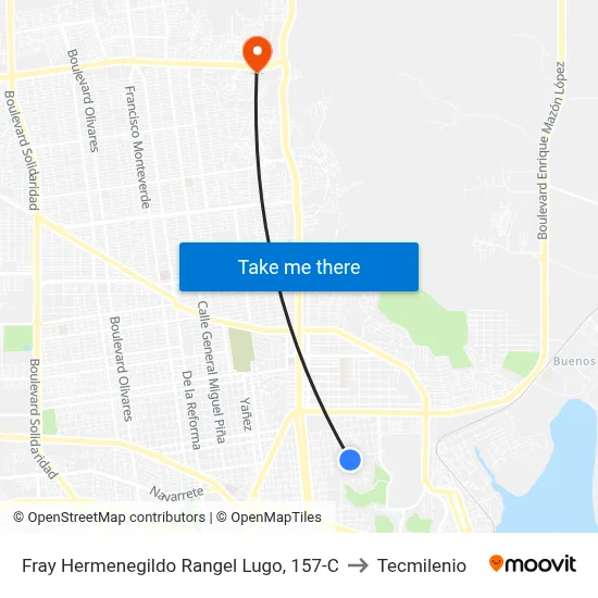 Fray Hermenegildo Rangel Lugo, 157-C to Tecmilenio map