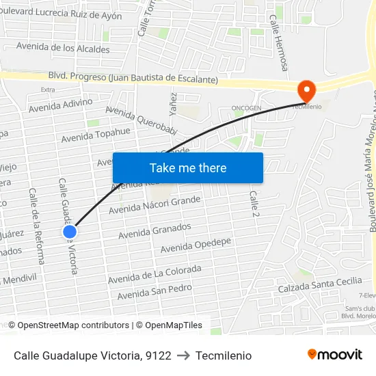 Calle Guadalupe Victoria, 9122 to Tecmilenio map