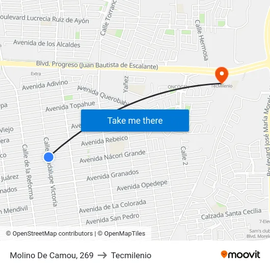 Molino De Camou, 269 to Tecmilenio map