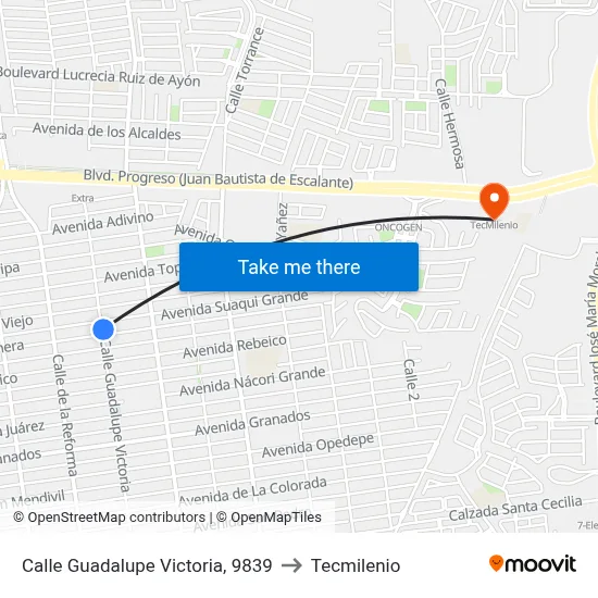 Calle Guadalupe Victoria, 9839 to Tecmilenio map