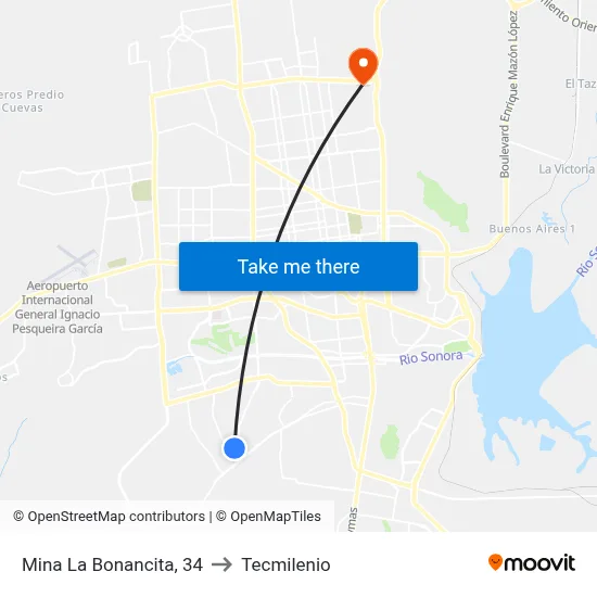 Mina La Bonancita, 34 to Tecmilenio map
