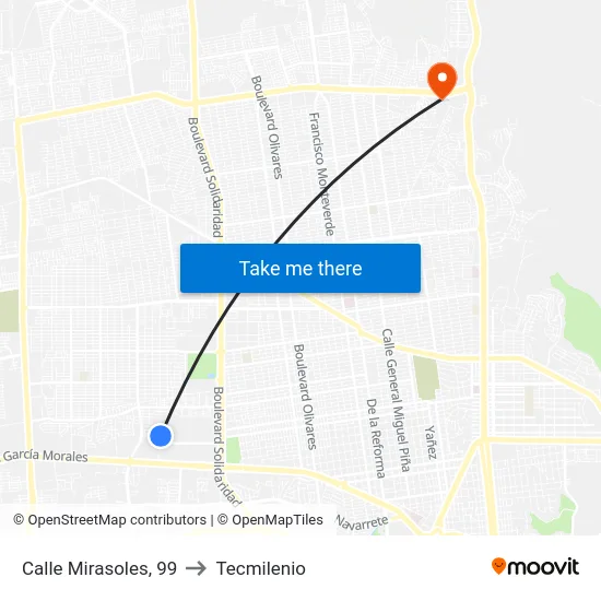 Calle Mirasoles, 99 to Tecmilenio map