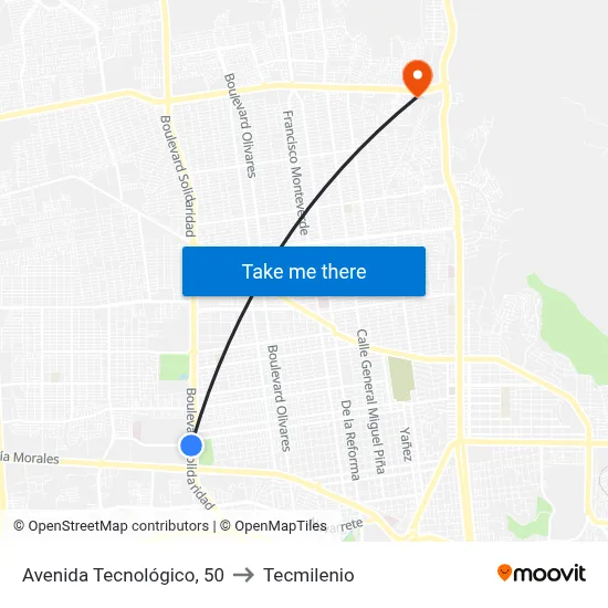 Avenida Tecnológico, 50 to Tecmilenio map