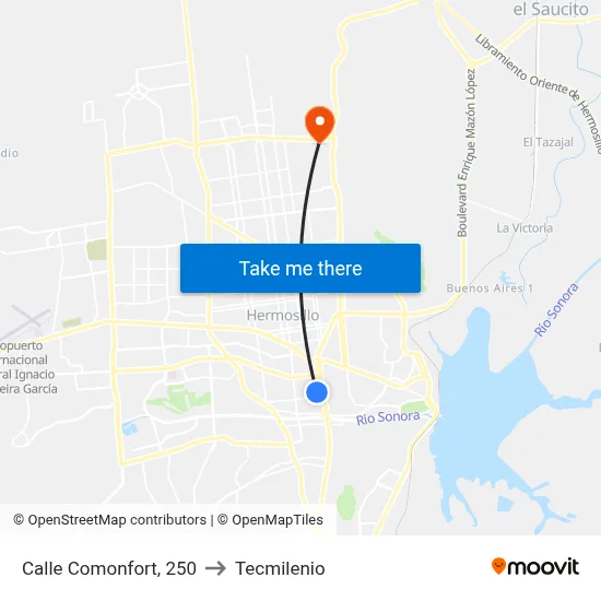 Calle Comonfort, 250 to Tecmilenio map