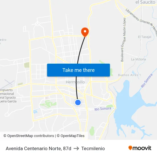 Avenida Centenario Norte, 87d to Tecmilenio map