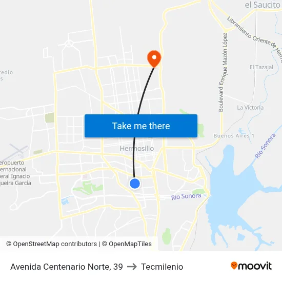 Avenida Centenario Norte, 39 to Tecmilenio map