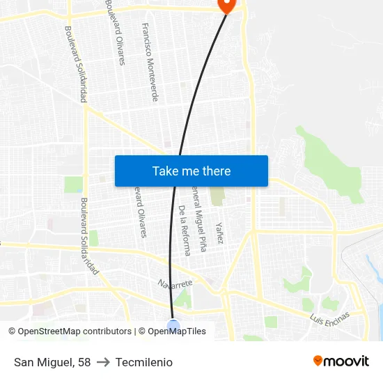 San Miguel, 58 to Tecmilenio map