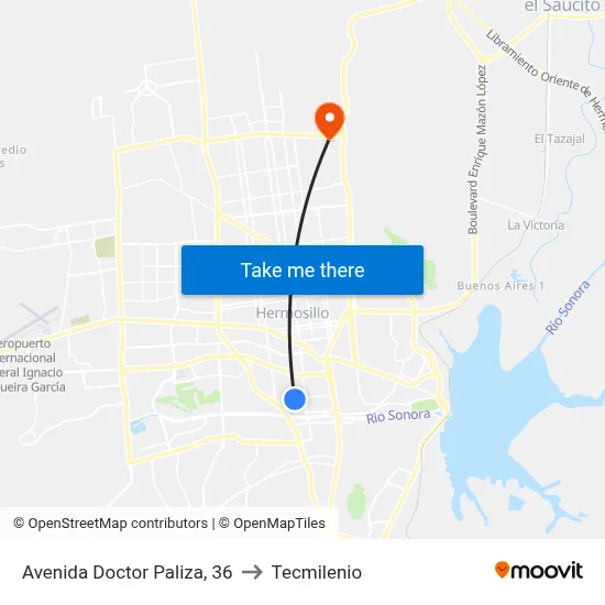 Avenida Doctor Paliza, 36 to Tecmilenio map