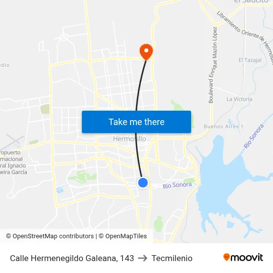 Calle Hermenegildo Galeana, 143 to Tecmilenio map