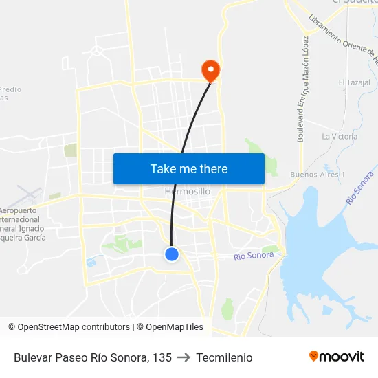 Bulevar Paseo Río Sonora, 135 to Tecmilenio map