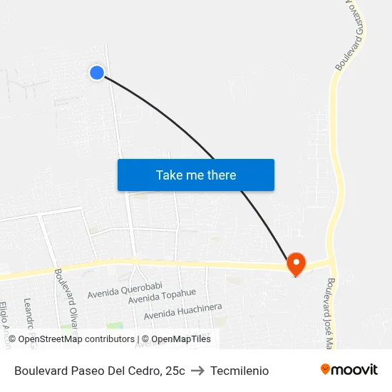 Boulevard Paseo Del Cedro, 25c to Tecmilenio map